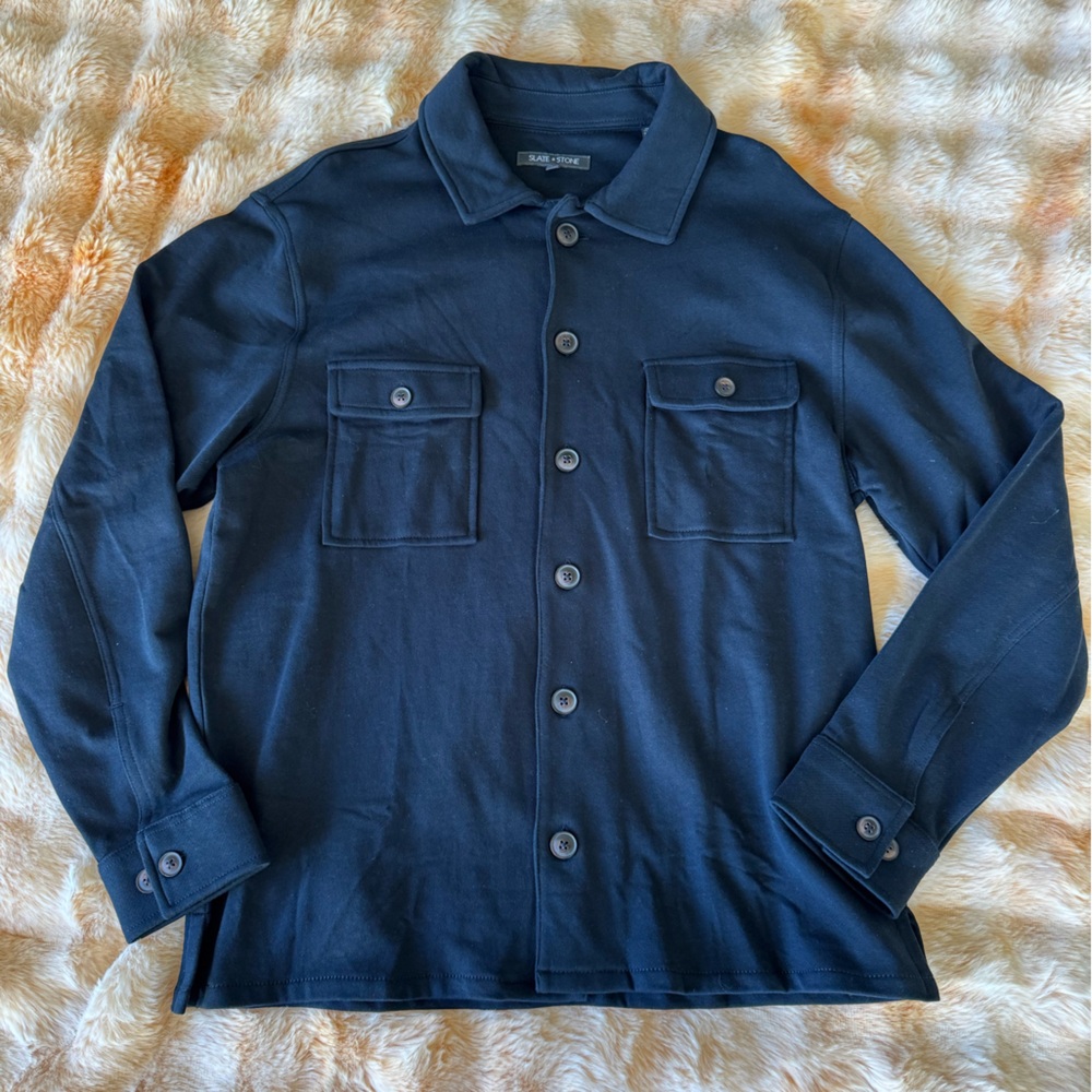 NWOT - Salt & Stone Stretch Terry Overshirt - Navy Size Large